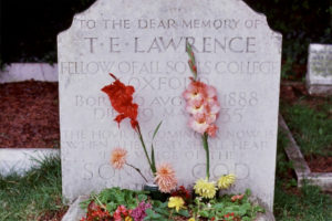 T. E. Lawrence’s grave in the separate churchyard of St Nicholas’ Church, Moreton.