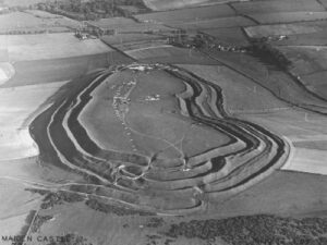 Excavation at Maiden Castle between 1934 and 1937